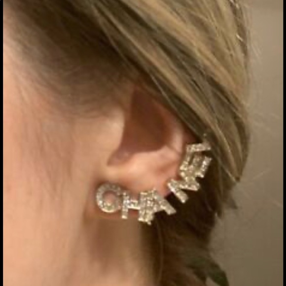 New Authentic Crystal Chanel Letter Earrings ✨🌟 - Picture 5 of 5